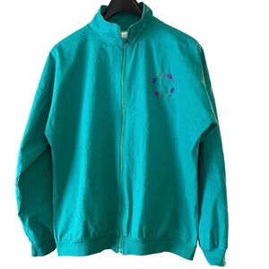 Vintage Huntington Ridge Cotton Jacket, Green with Embroidered Floral Wreath